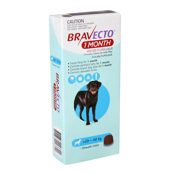 Bravecto Perro 400Mg 20-40 Kg 1 Mes - Bebytos Pets